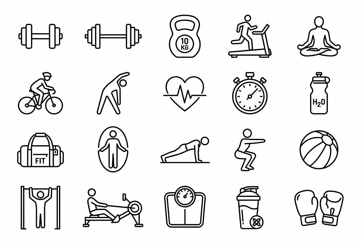 64 Fitness Workout Outline Icons, an Outline Icon by adenpinkstore (Photo 17 of 18)
