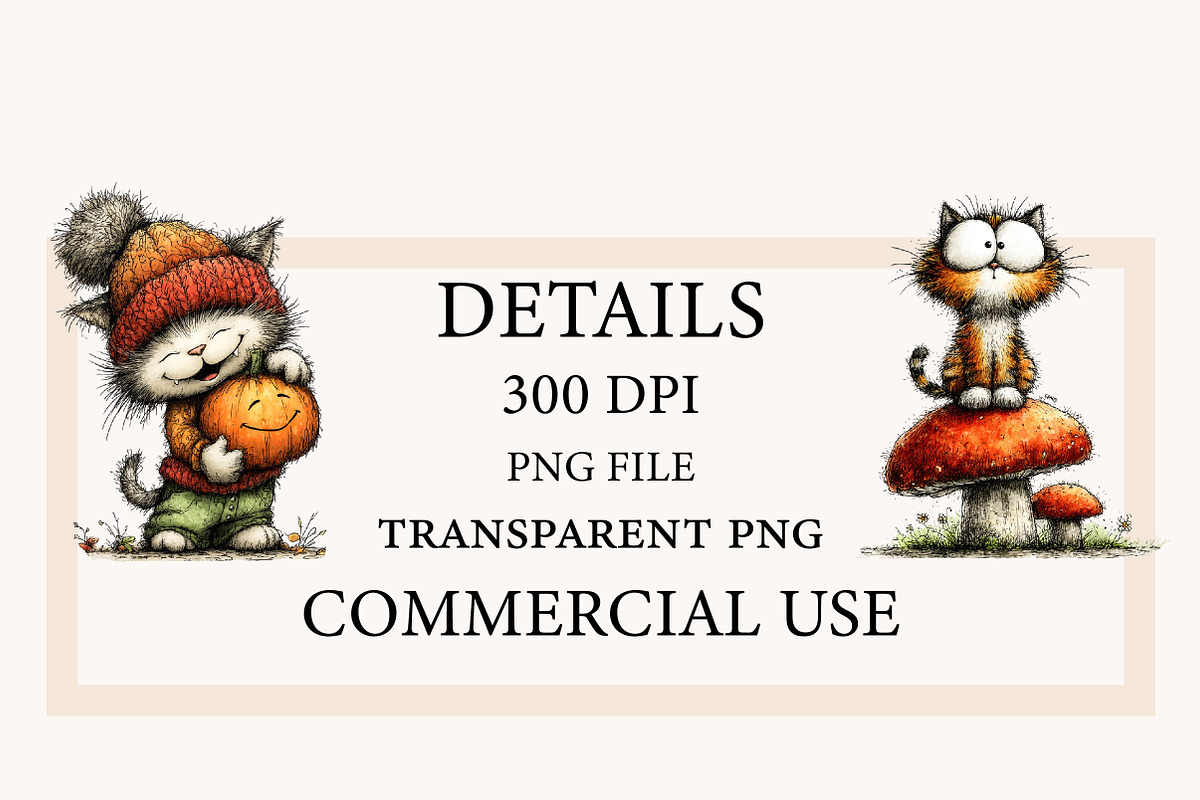 Funny Autumn Cat Clipart, a Seasonal Illustration by Designworld (Photo 4 of 11)