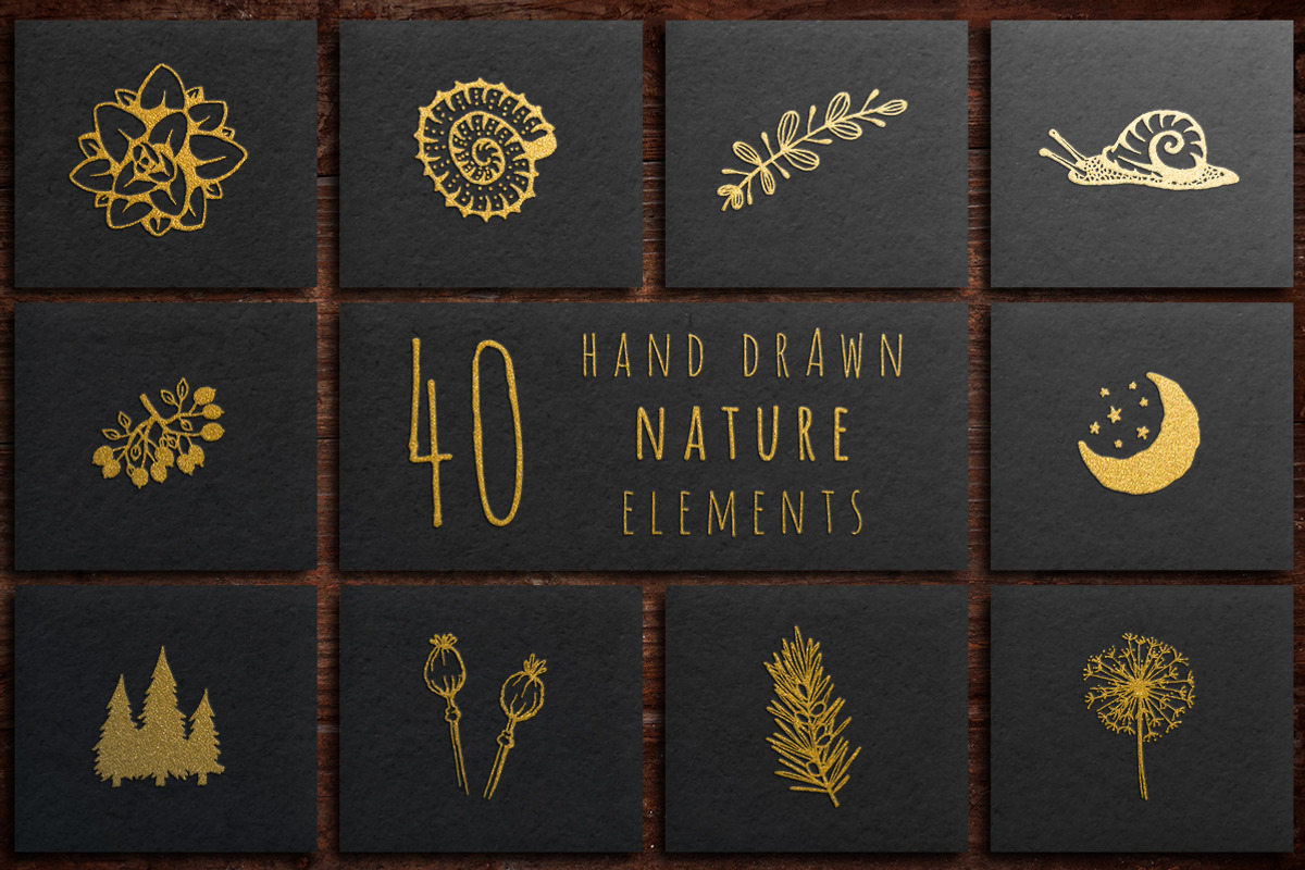 40 Hand Drawn Nature Elements, an Animal Illustration by Michael Rayback Design (Photo 1 of 2)