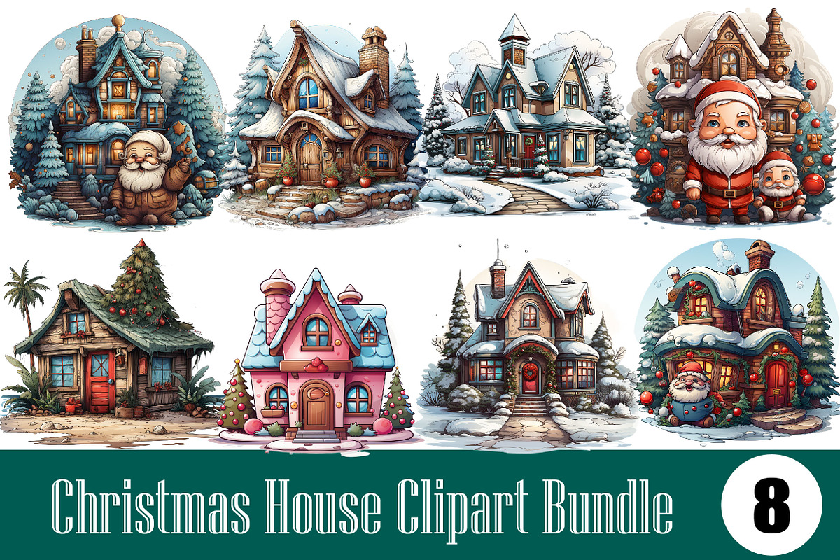 Christmas House Clipart Sublimation, an Illustration by Wow Magic