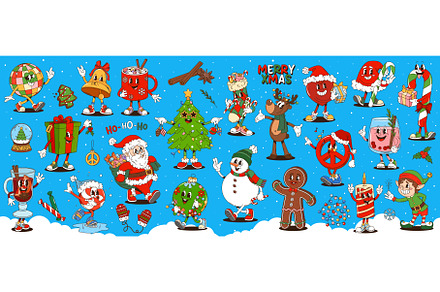 Retro cartoon groovy Christmas, a Seasonal Illustration by Buch&Bee