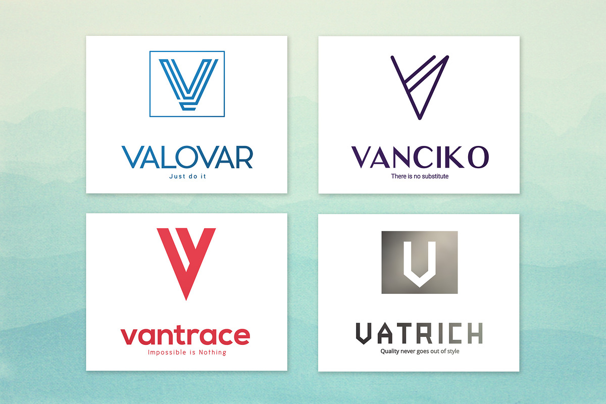 20 V Letter Alphabetic Logos, a Branding & Logo Template by AN Productions