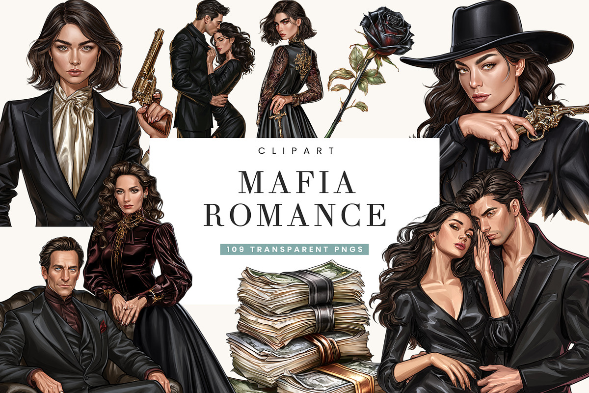 Mafia Romance Clipart Bundle, a Person Illustration by BusyDaydesign (Photo 1 of 9)