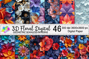 3D Floral Seamless Digital Paper, a Pattern Graphic by Canvas Craft