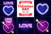 Valentines Day Neon Signboards, a Decorative Illustration by TAlex (Thumbnail 1 of 6)