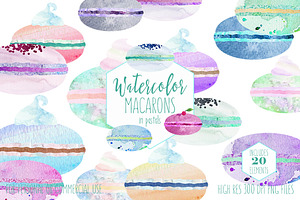 Cute Watercolor French Macarons