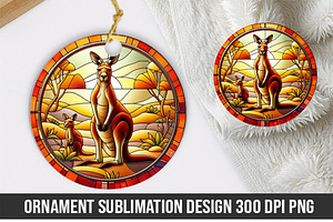 Kangaroo Stained Glass Ornament PNG, an Illustration by Jacpot007