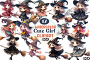 Cute Girl Sweden  gothic Witch Broom, an Illustration by DreamCafeArt (Thumbnail 1 of 7)