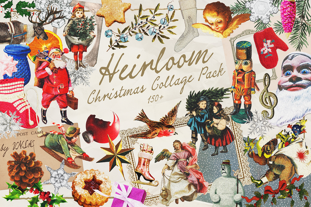 Heirloom: Christmas Collage Pack, an Object Graphic by Anastasiia VNSK (Photo 1 of 14)