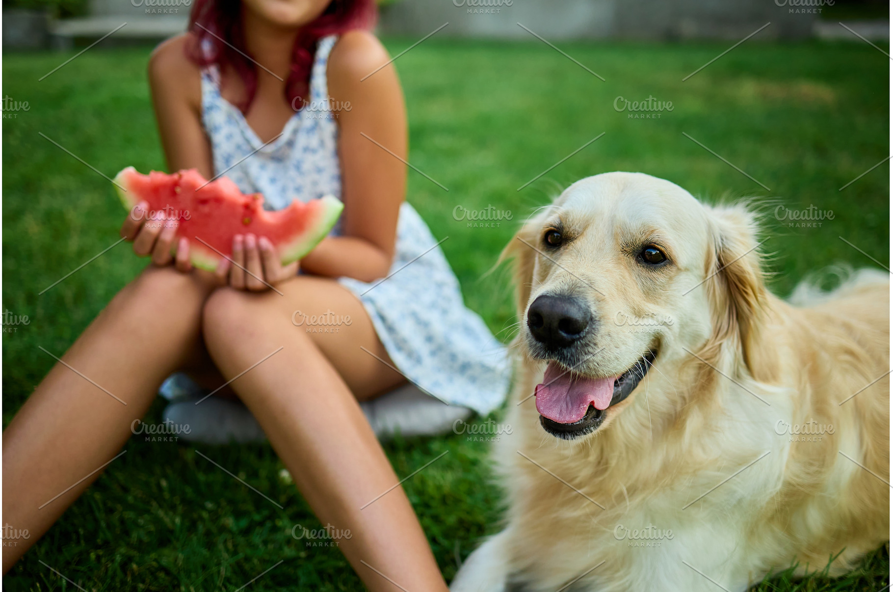 Teen girl enjoys watermelon outdoors, a Nature Photo by IlliaBondarPhotography