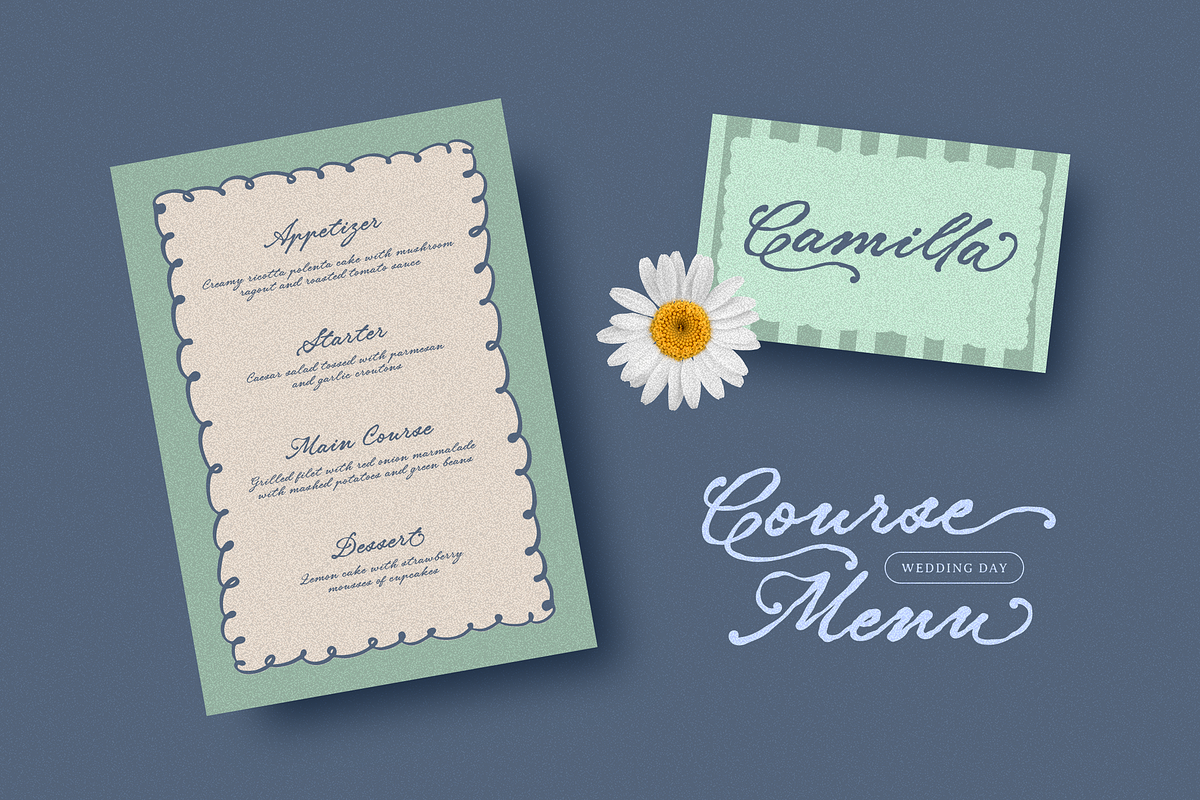 Achilleus Whimsical Script, a Script Font by Namara Creative Studio (Photo 4 of 11)