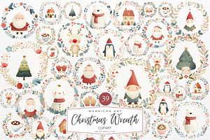 Christmas Wreath Illustrations Clipa, an Illustration by Markicha Art