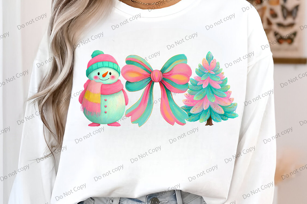 Snowman, Bow and Tree Christmas Png, an Illustration by Libby Wishes (Photo 2 of 7)