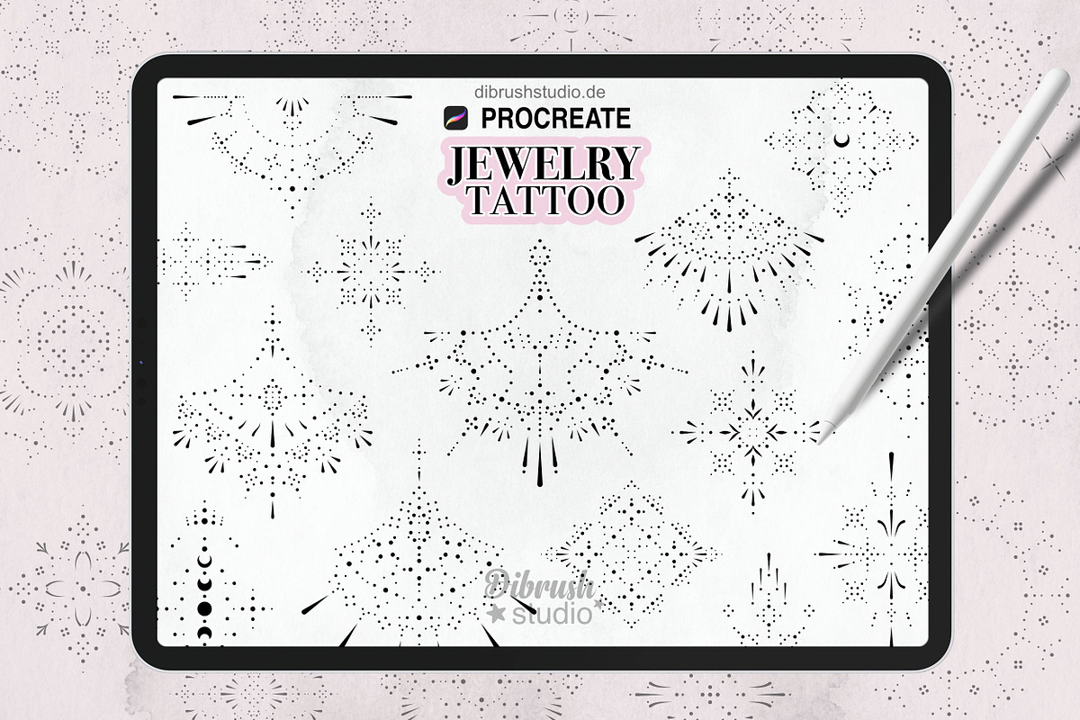 Procreate Ornament Tattoo Stamps, a Brush Add-On by DiBrush Studio (Photo 1 of 9)
