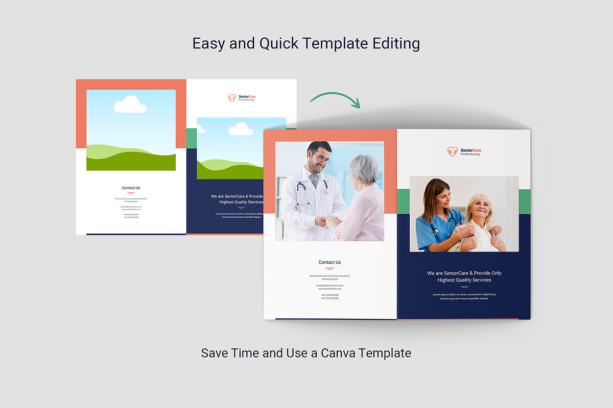 Senior Care Brochure Bifold Canva, a Brochure Template by artbart (Photo 9 of 9)