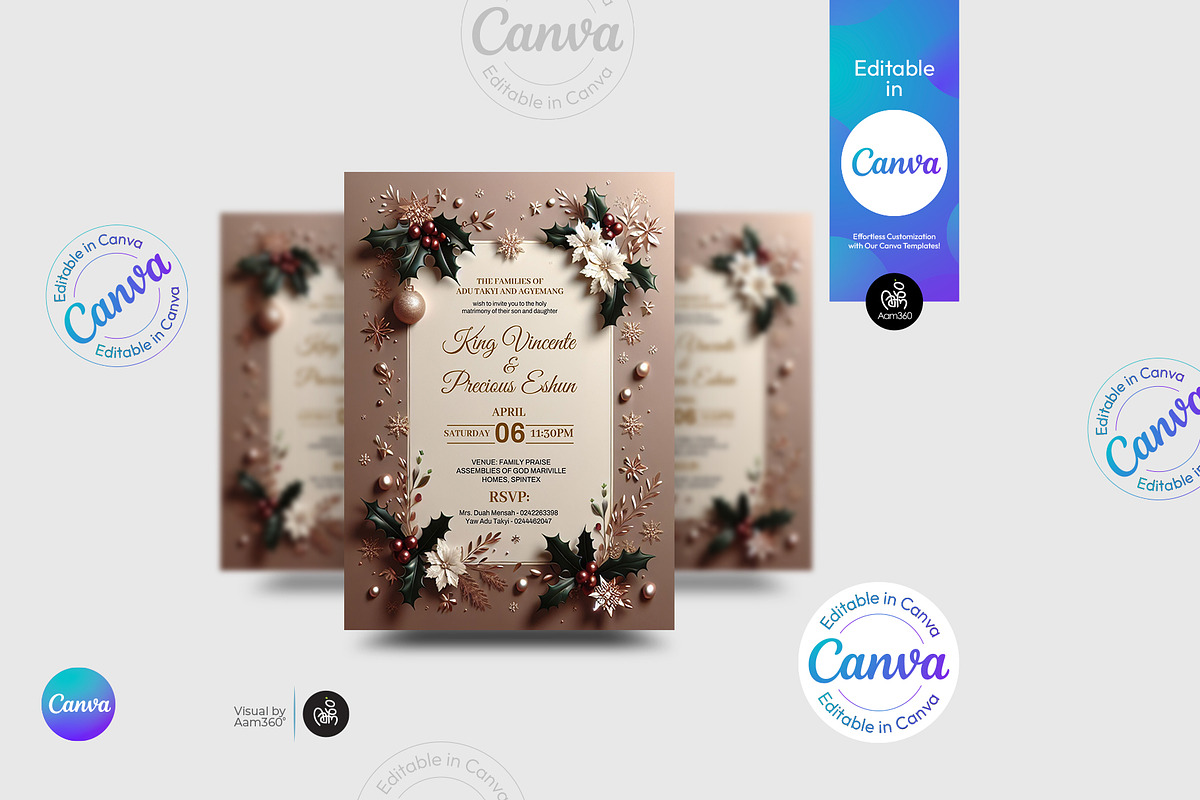Christmas Wedding Invitation Flyer, a Flyer Template by Aam360 (Photo 2 of 5)