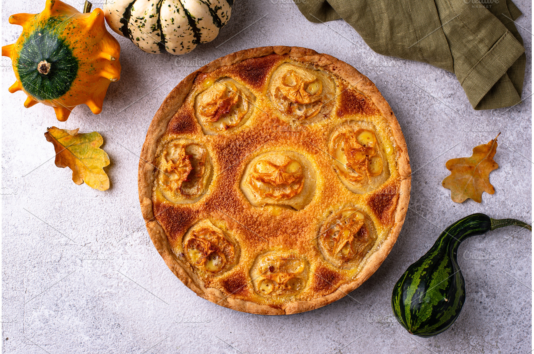 Halloween apple pie with scary faces, a Food & Drink Photo by Yulia Furman