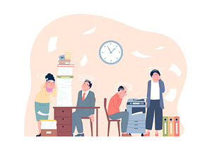 Office stress concept. Very tired, a Person Illustration by LadadikArt