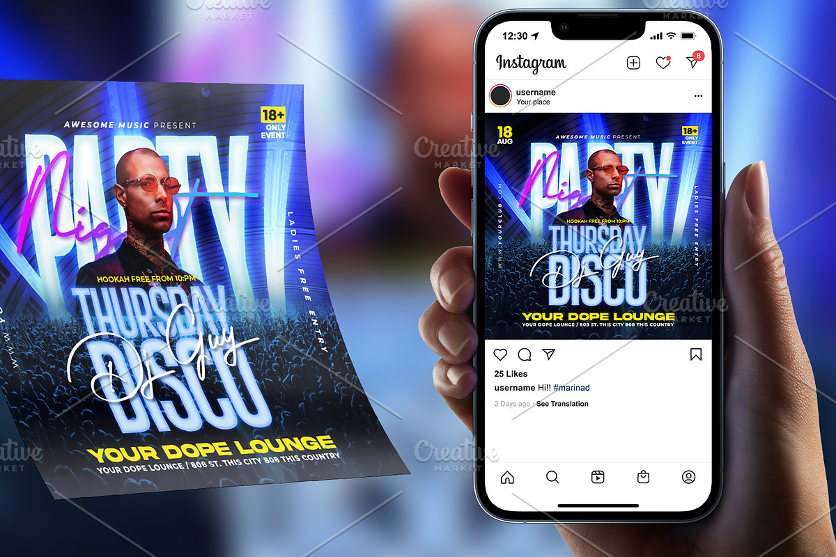 Thursday Disco Club Party Flyer, a Flyer Template by Teetouch Graphics (Photo 2 of 3)