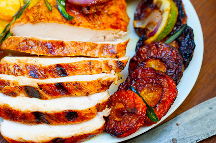 roasted grilled BBQ chicken breast with herbs and spices, a Food & Drink Photo by keko64