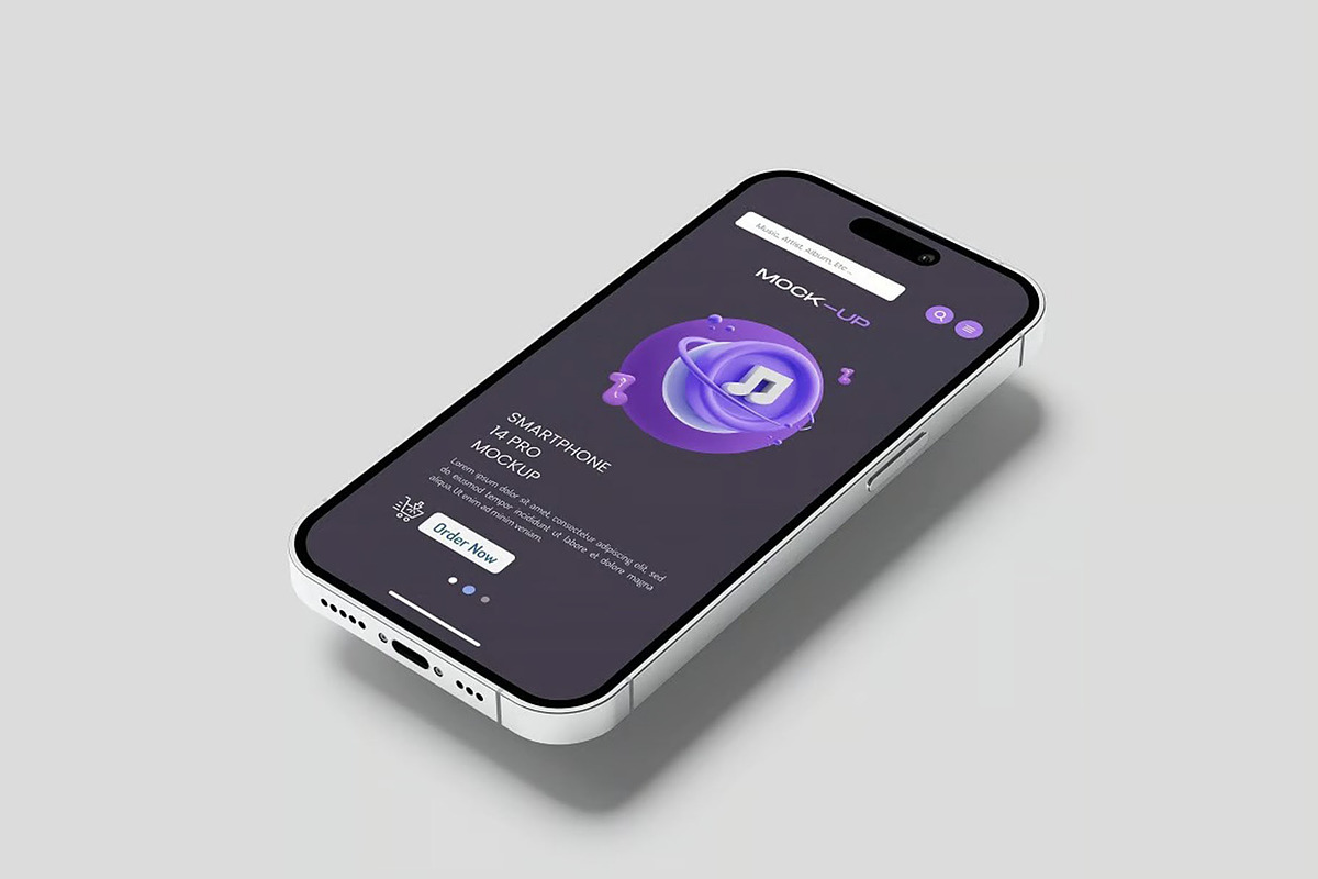 Smartphone 14 Pro Mockup, an iPhone Mockup by Se٧enStudio (Photo 5 of 7)