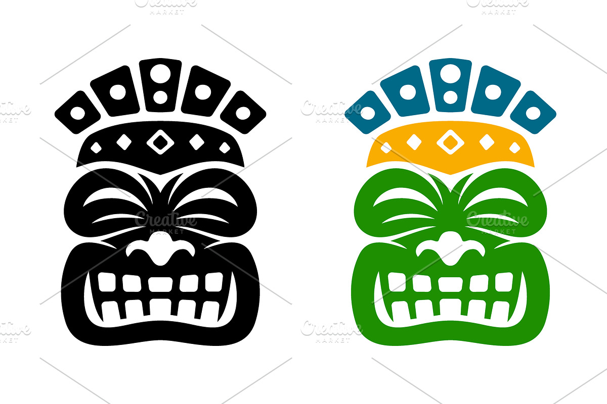 Happy tiki mask with ornamental, an Object Illustration by GraphiShop