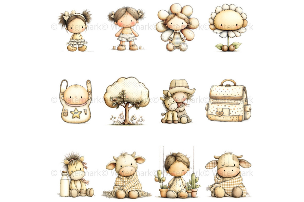 Cowgirl Baby Shower Clipart Set, a Decorative Illustration by Nicole Branger Art (Photo 7 of 23)