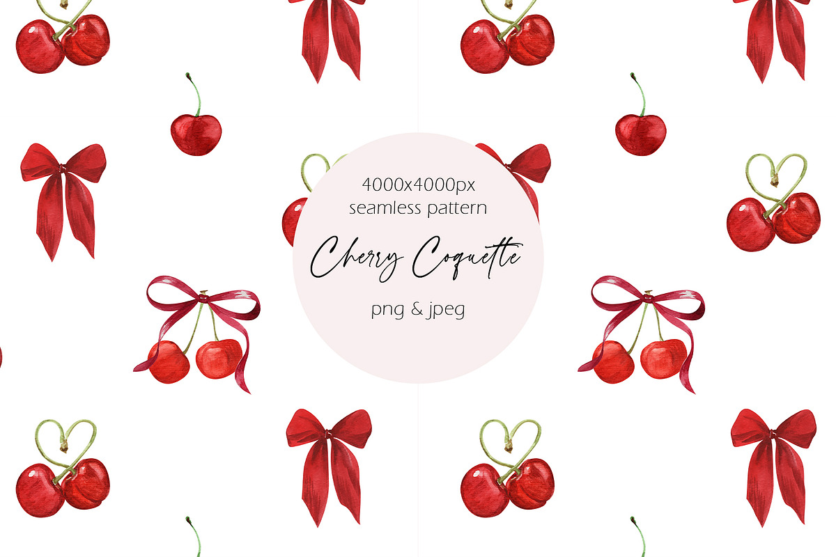 Cherry Coquette Watercolor Clipart, a Food Illustration by Catch the Dream Art (Photo 9 of 18)