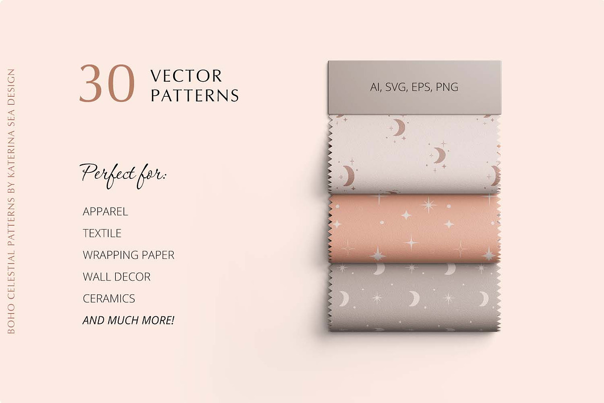 Boho celestial vector patterns, a Pattern Graphic by Katerina.Sea.Design (Photo 2 of 8)
