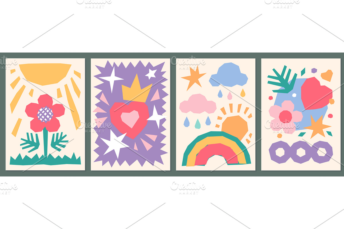 Paper pieces compositions. Kids art, an Illustration by YummyBuum