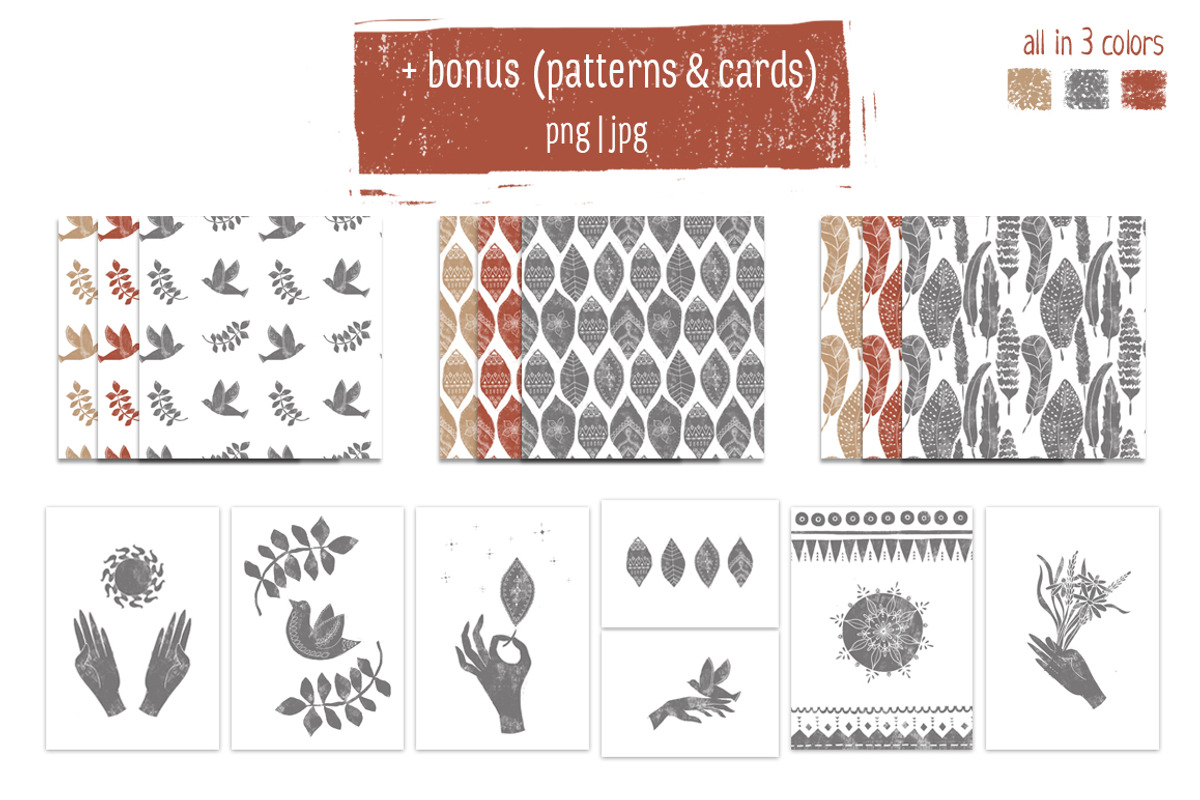 Boho Linocut Style, a Decorative Illustration by dasha mo (Photo 4 of 6)