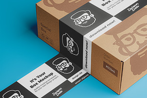 Box Packaging With Label Mockup