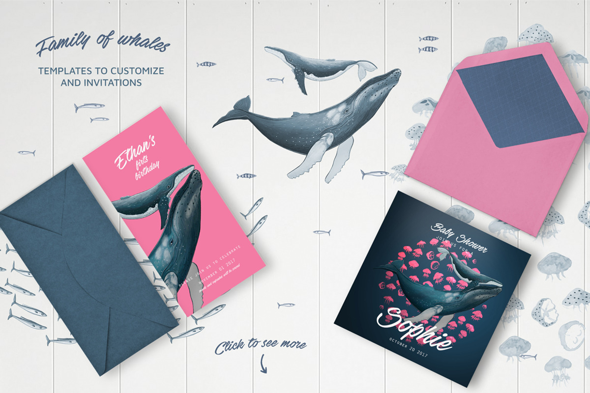 Family of whales, an Animal Illustration by Isbela  (Photo 2 of 6)