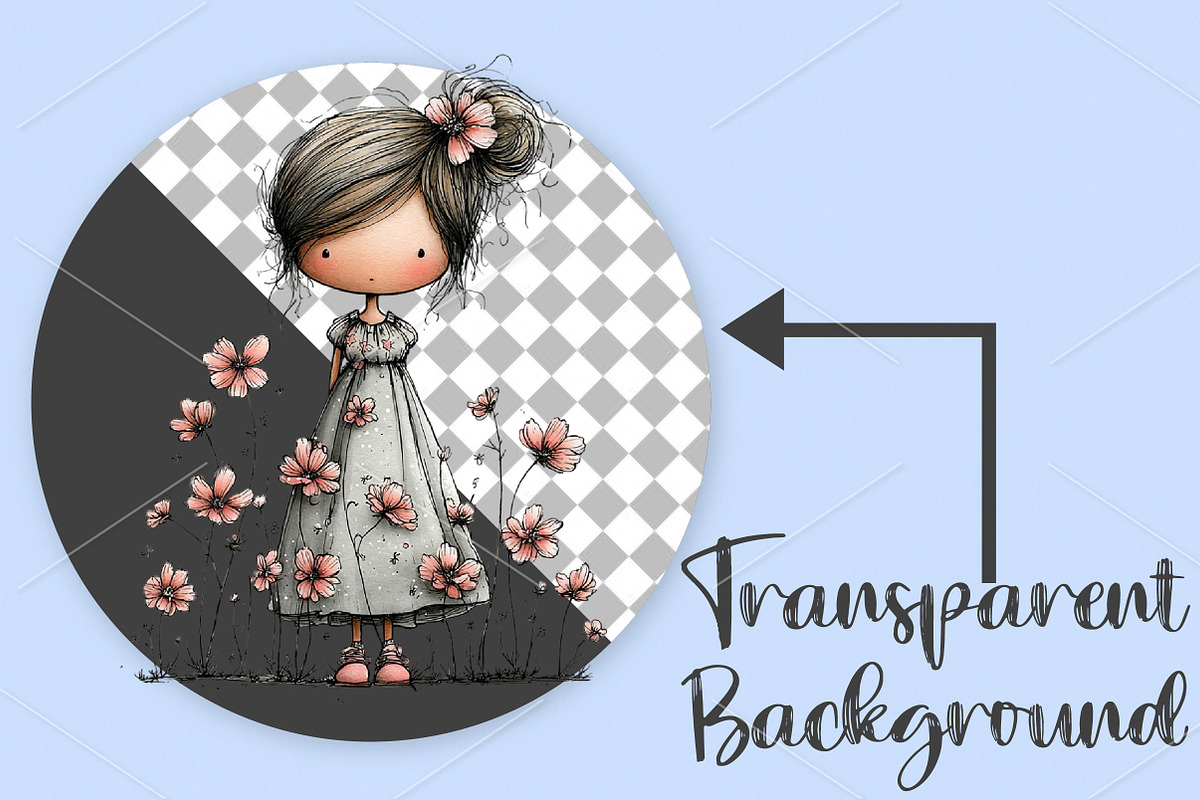 Whimsical Flower Girl Clipart Bundle, an Illustration by Canvas Craft (Photo 2 of 7)