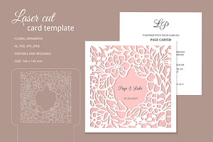 Laser cut invitation template, a Card Template by MARIA KOLYADINA