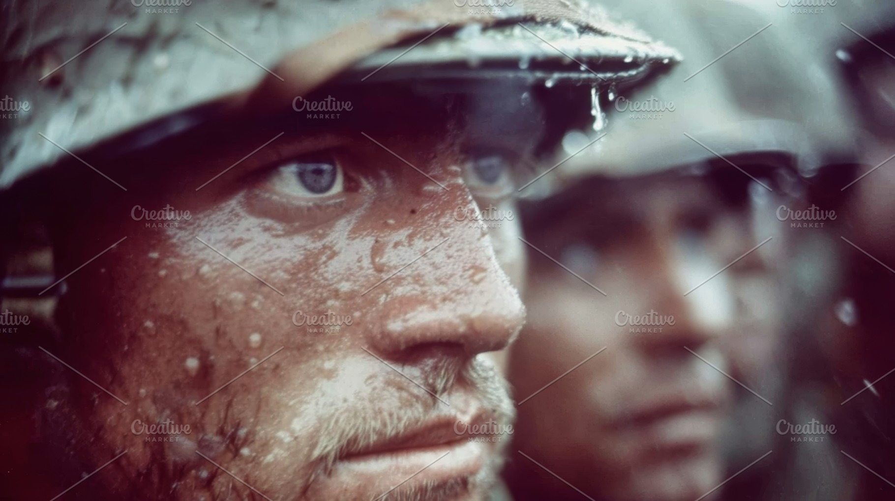 Portrait of a soldier during intense conditions, capturing emotion and persever, a Photo by AS photostudio