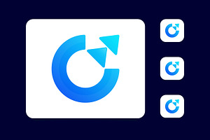 C Letter Abstract Logo With Up Icon