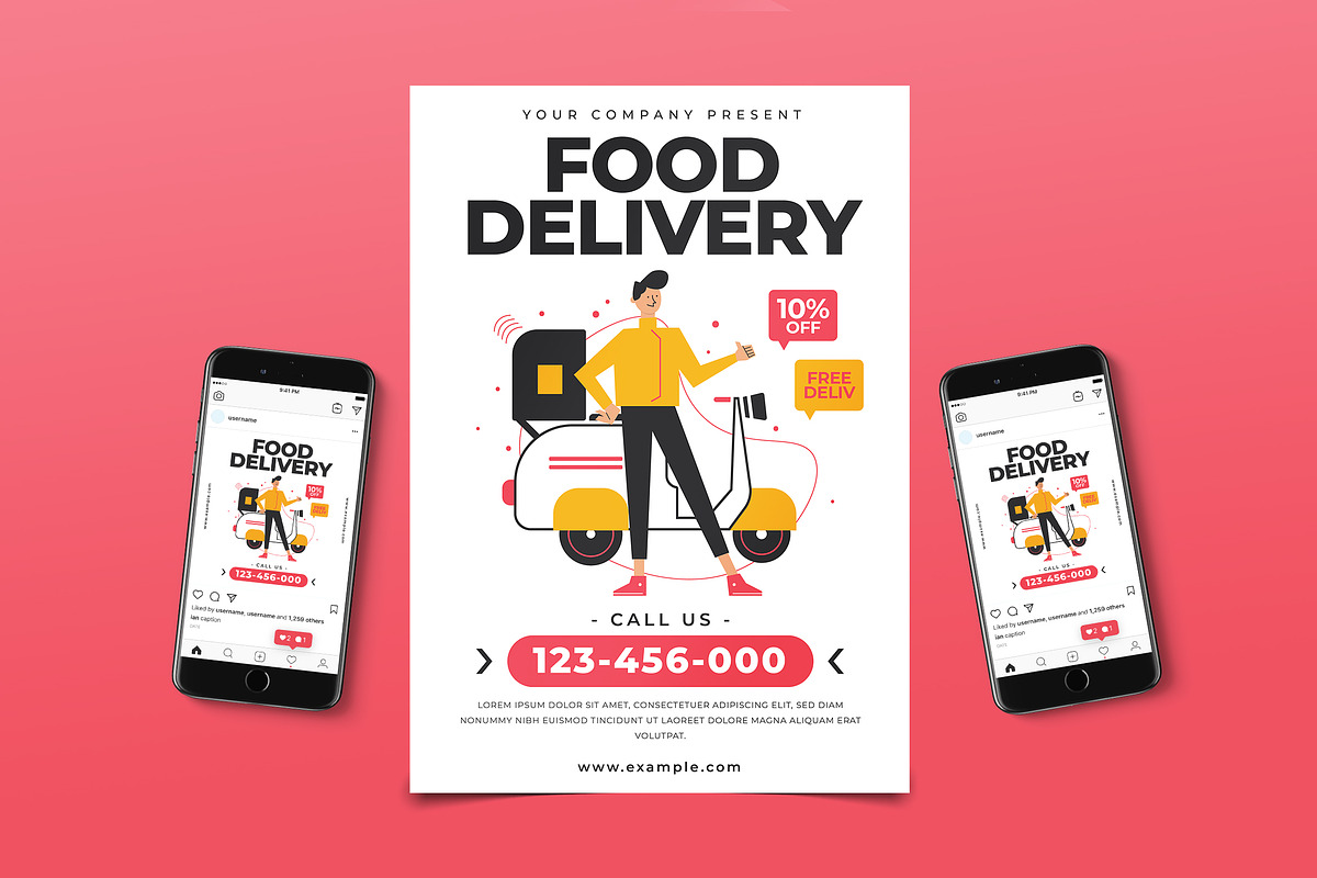 Food Delivery Instagram Post Flyer, a Flyer Template by Tokosatsu (Photo 3 of 3)