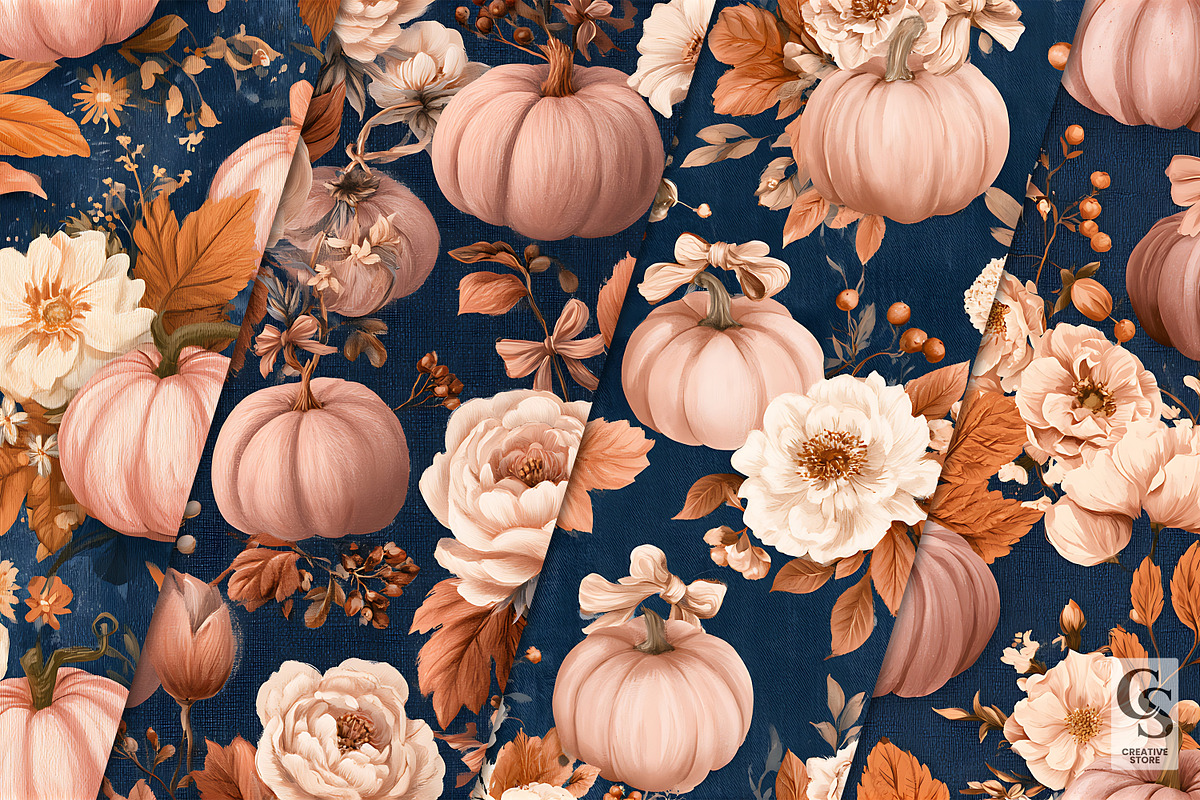 Cowgirl Denim Pumpkin Digital Paper, a Pattern Graphic by Creative Store (Photo 1 of 5)