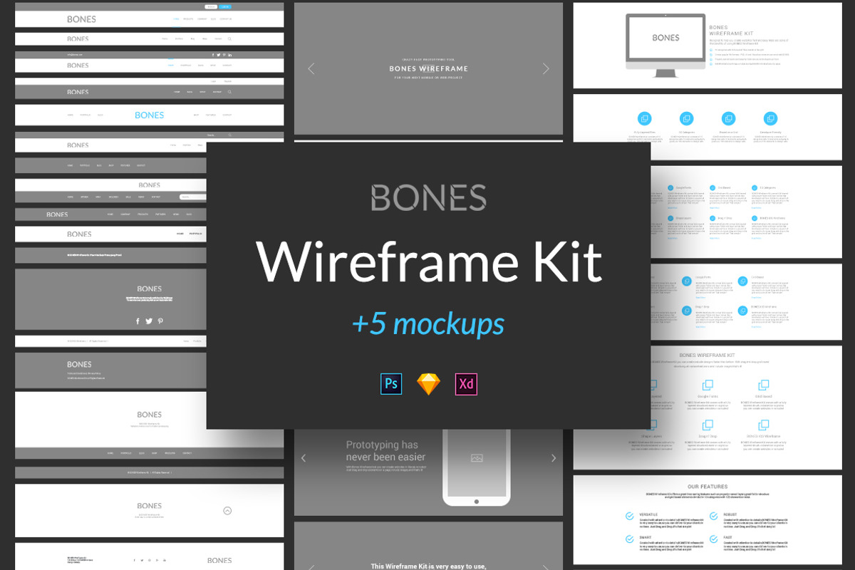 Bones Wireframe Kit, a Wireframe Template by Web Donut (Photo 1 of 9)