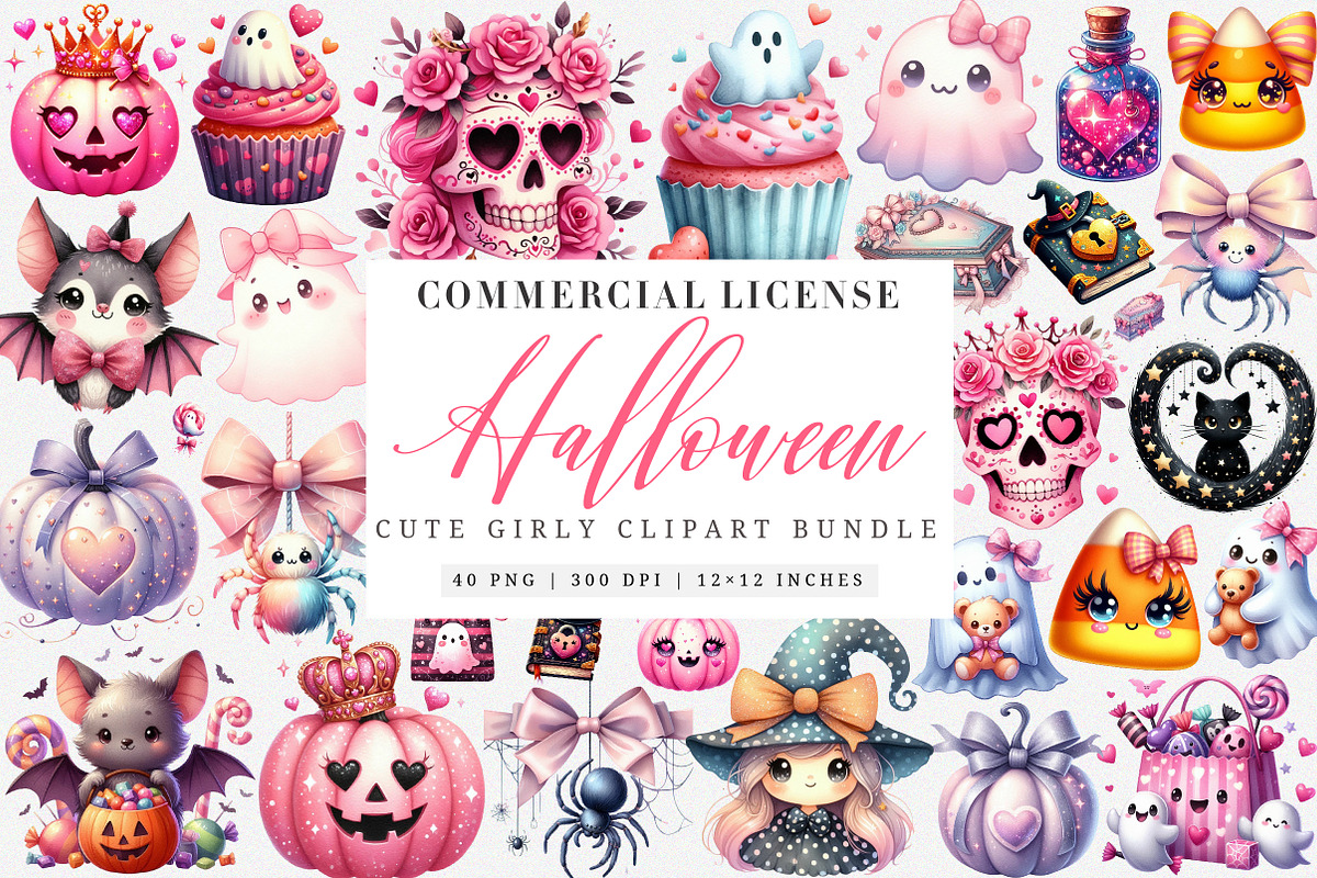 Cute Girly Halloween PNG, an Illustration by SinaCreation (Photo 1 of 7)