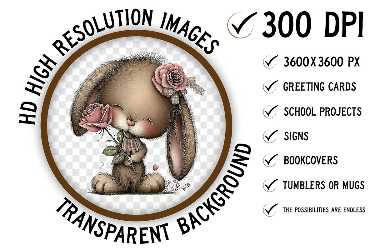 Whimsical Valentine Bunny Clipart, an Illustration by Craft Nest (Photo 3 of 10)