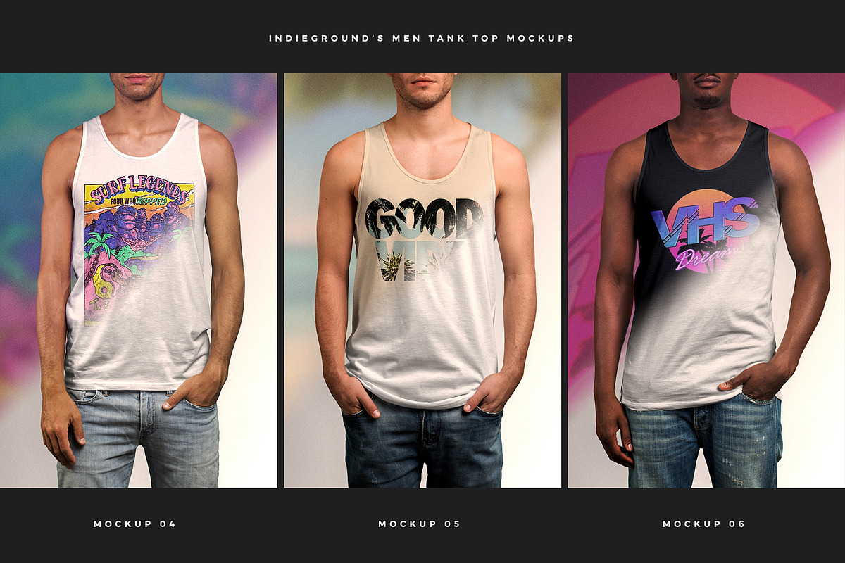 Men Tank Top Mockups, a Shirt Mockup by Indieground Design Inc. (Photo 3 of 5)