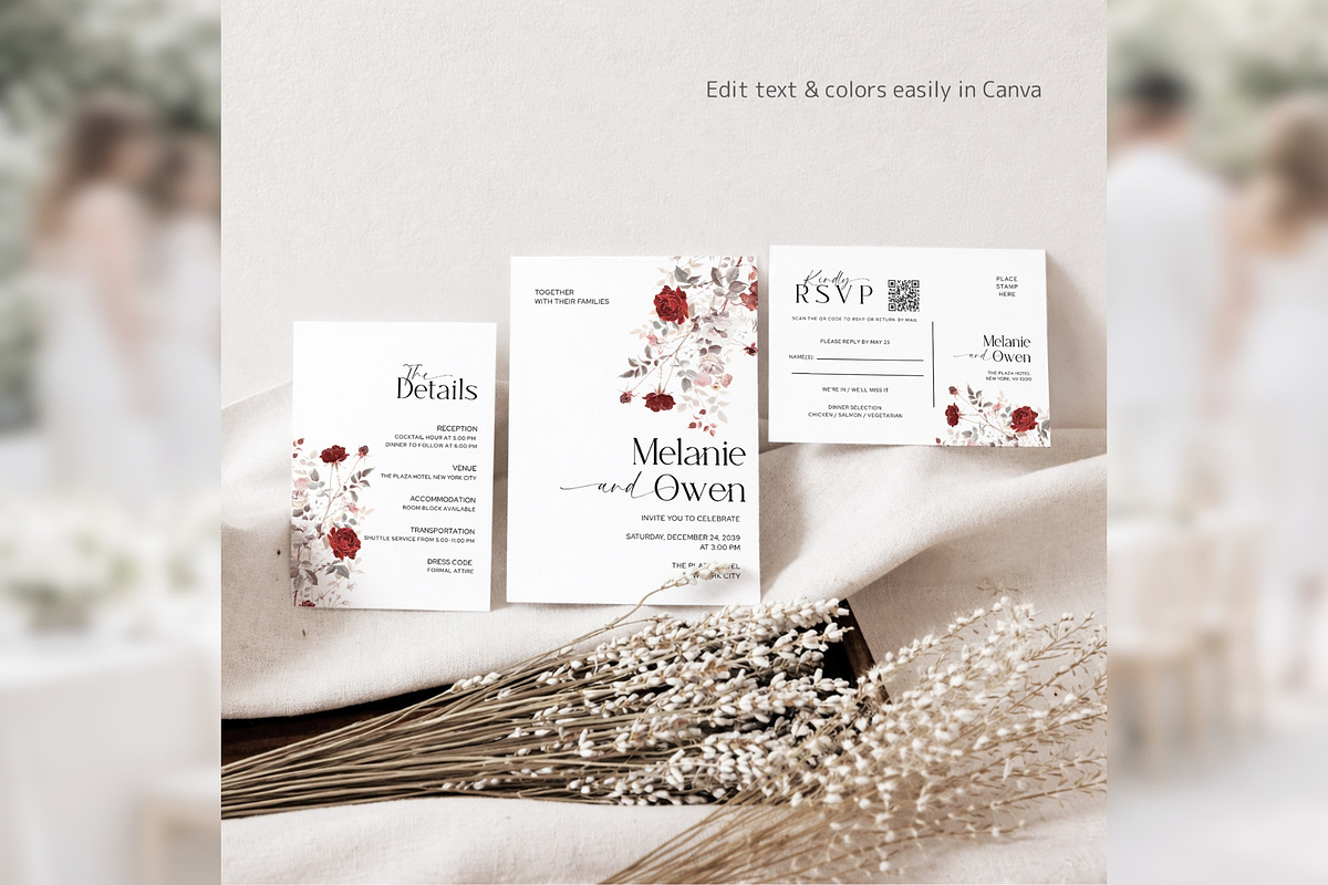 Burgundy Rose Invitation Suite bd013, an Invitation Template by TyphoonStudio (Photo 6 of 10)