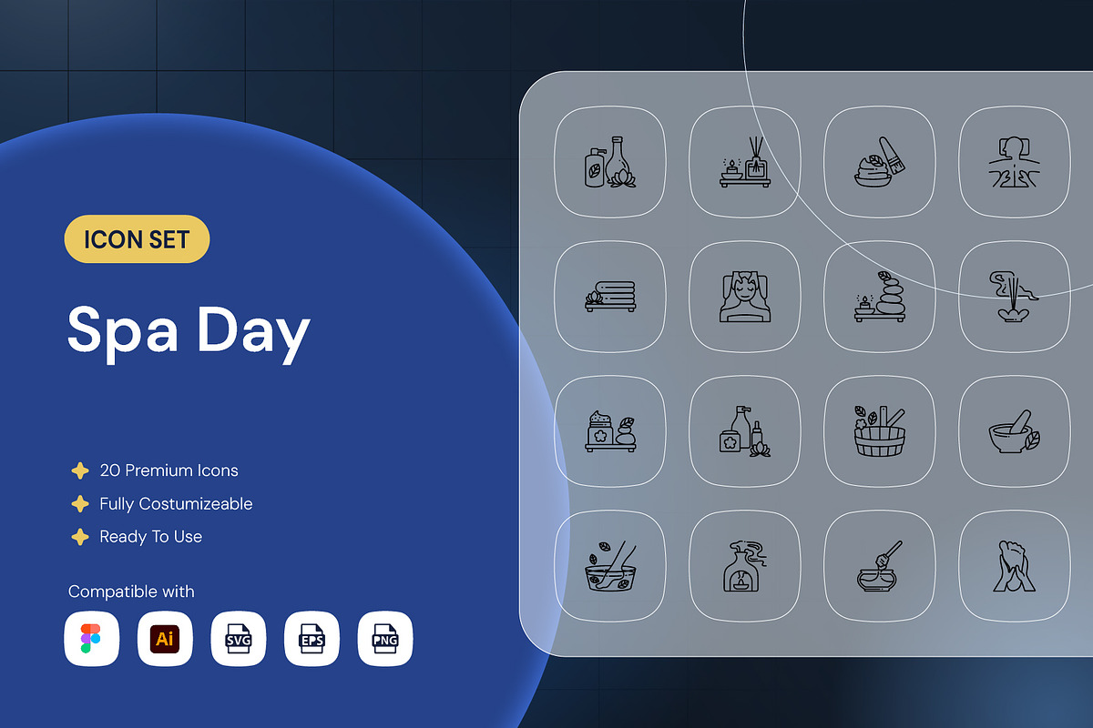 Spa Day Icon Set, an Outline Icon by Nathaya Studio (Photo 1 of 2)