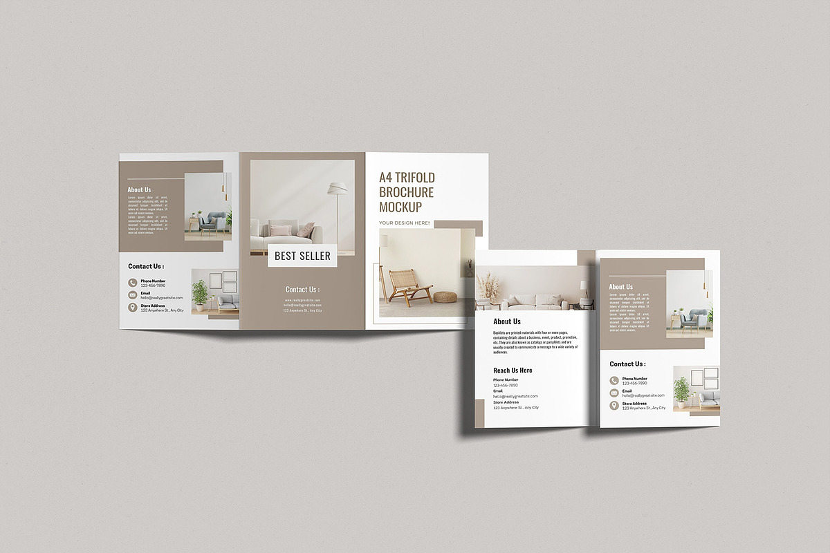 A4 Trifold Brochure Mockup, a Product Mockup by graphicsecond