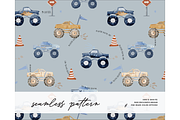 Truck Racing seamless pattern boy, a Pattern Graphic by Milatoo (Thumbnail 1 of 5)