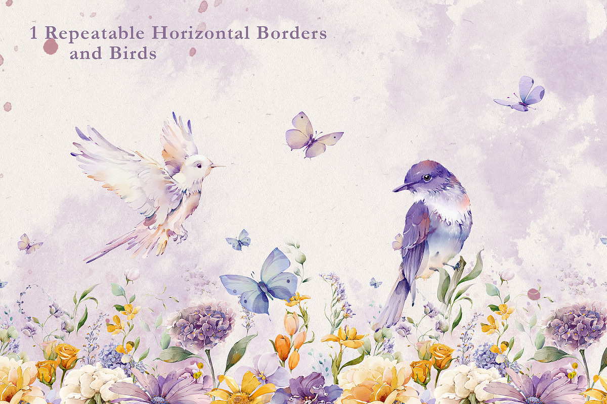 Watercolor Violet Floral Collection, a Decorative Illustration by Damian Roh (Photo 10 of 14)