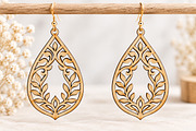 Floral Teardrop Earrings Laser Cut, an Object Graphic by Canvas Craft (Thumbnail 4 of 4)