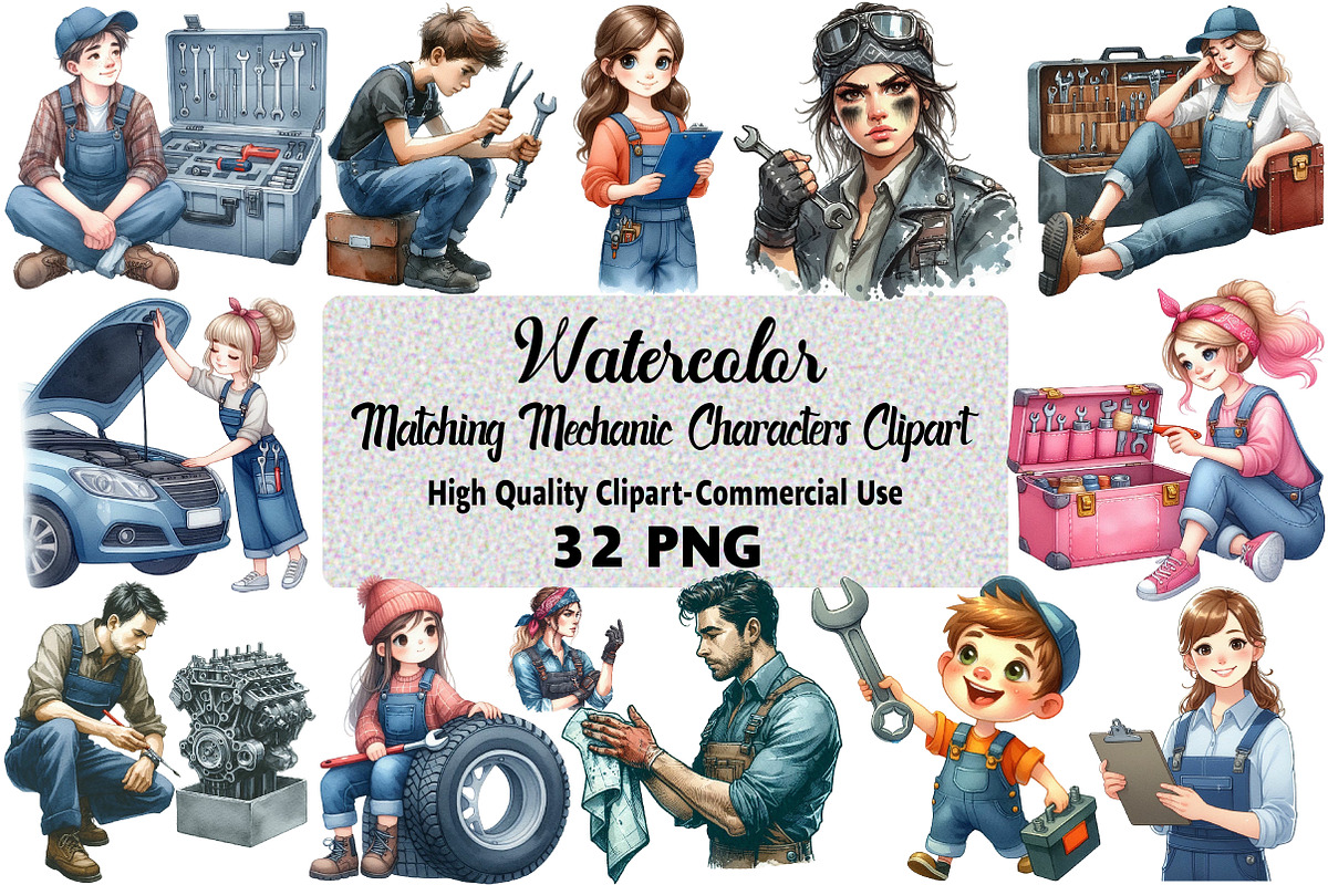 matching Mechanic Characters Clipart, an Illustration by Daily.Designs (Photo 1 of 5)